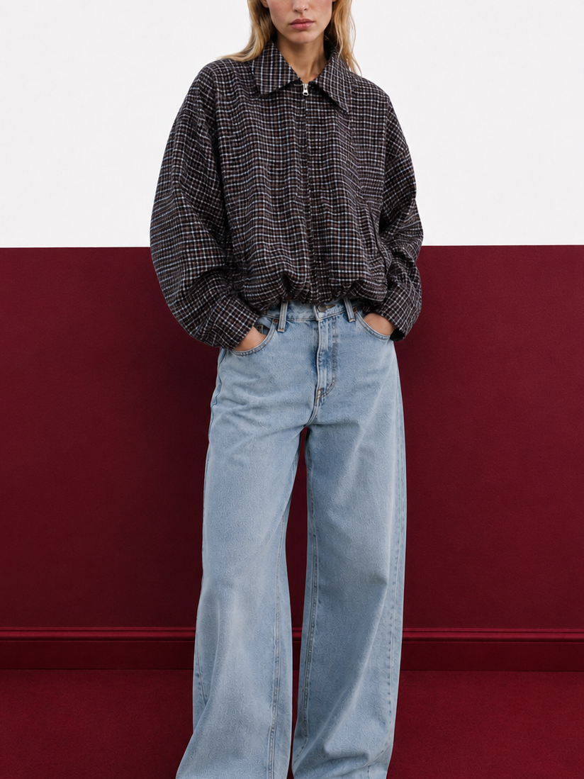 VESTE ZIP À CARREAUX