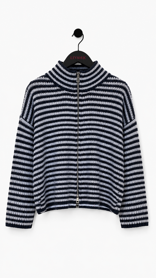 GILET ZIP À RAYURES